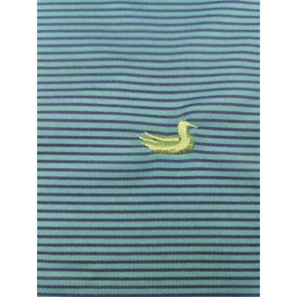 Southern Marsh Mens Aqua Polyester Blend Striped Polo Large - Picture 8 of 8